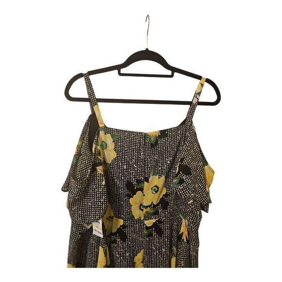 INC INTERNATIONAL CONCEPTS Cold Shoulder Gingham Floral Check Dress - Size 18W - Picture 7 of 13